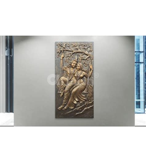 Buy 6x3 Feet Radha Krishna 3D Relief Mural Wall Art Online - Artociti