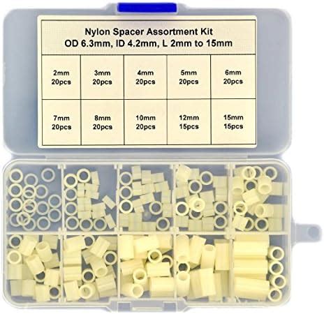 Electronics-Salon Nylon Round Spacer Assortment Kit. OD 6.3mm, ID 4.2mm ...