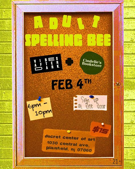 Adult Spelling Bee: Presented by Cindelle’s Bookstore and Vibes After ...