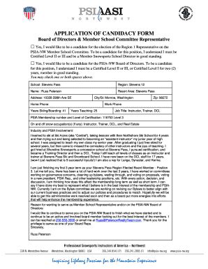 Fillable Online psia-nw APPLICATION OF CANDIDACY FORM Board of ...