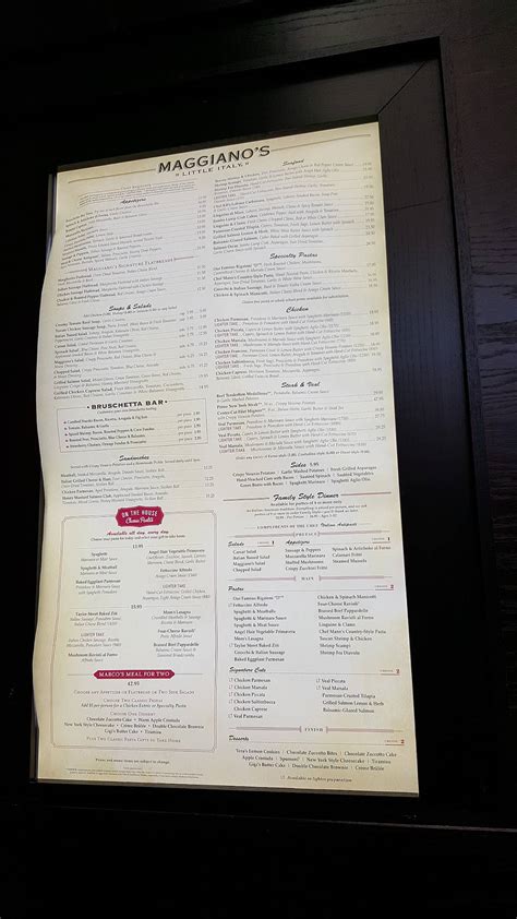 Menu at Maggiano's Little Italy pub & bar, Springfield