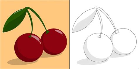 Cereja adequada para ilustração vetorial de página para colorir ...