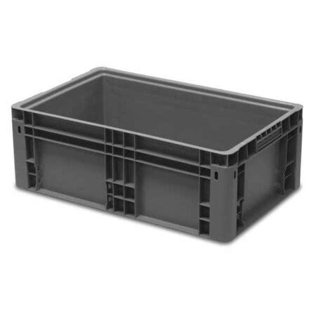 Ssi Schaefer Straight Wall Container, Charcoal, Polypropylene, 24 in L ...