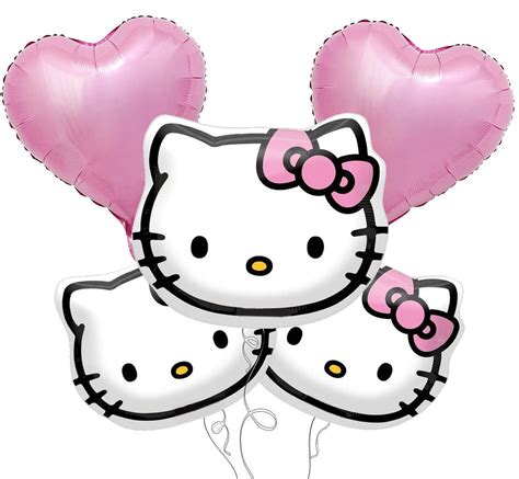 5 PCS Hello Kitty Birthday Party Balloons, Cat Cartoon Foil Balloons ...