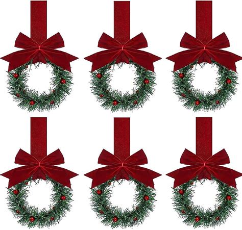 6Pcs Small Christmas Cabinets Wreaths Mini Wreaths for Kitchen Window ...