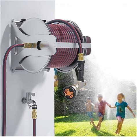 Amazon.com : Wall Mount Garden Hose Reel Heavy Duty Hose Reels Cart ...