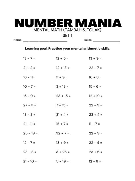 Image result for Math Mania Games Worksheet