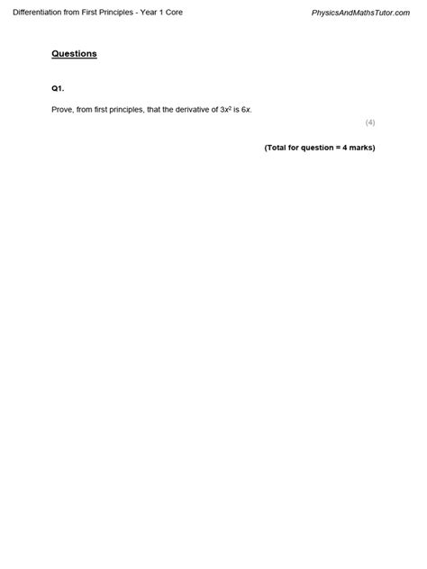 Image result for Differentiation From First Principles Exam Questions