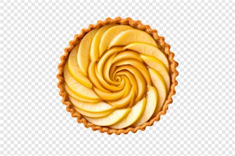 Apple tart with spiral apple slices isolated on a transparent ...