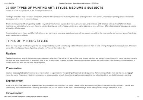 Types Of Painting Art_ Styles, Mediums & Subjects _ PICTOCLUB.pdf