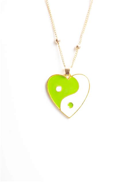 Ying Yang Heart Shaped Y2k Pendant with Long Chain for Women