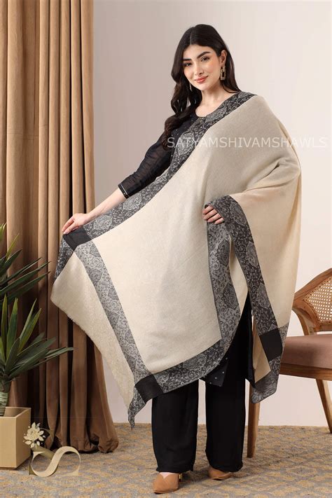 LADAKHI SELF WITH BEAUTIFUL BLACK SELF BORDER LUXURY PASHMINA STOLE ,S ...
