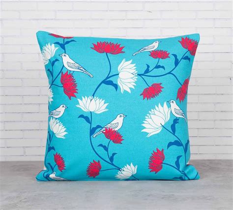 Buy Yield of Divinity Blue Cotton 16" x 16" Cushion Cover Online at Low ...
