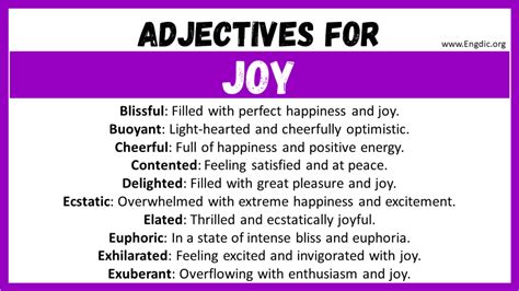 20+ Best Words to Describe Joy, Adjectives for Joy - EngDic