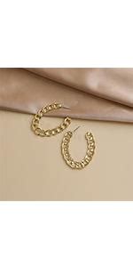 Buy Young & Forever Gift Stainless Steel Curb Chain Hoop Earrings for ...