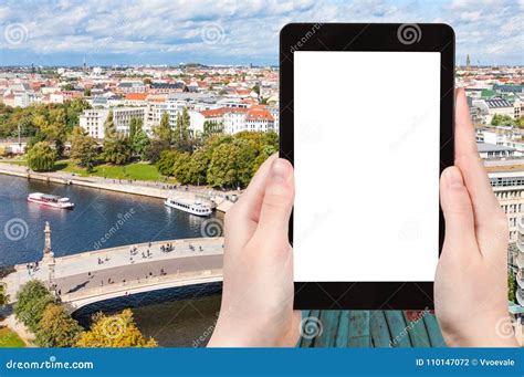 Tourist Photographs Berlin Cityscape with Spree Stock Photo - Image of ...