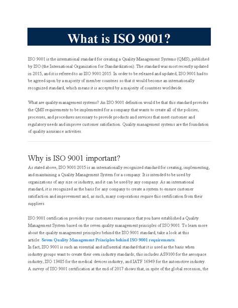 ISO 9001:2015 Overview and Quality Management Insights - UNIT 4 ...