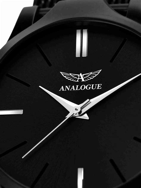 ANALOGUE Midnight & Silicon Mesh Strap with Water Resistant Analog ...