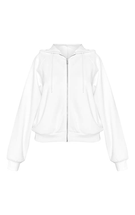 Petite Cream Zip Up Hooded Sweatshirt | Petite | PrettyLittleThing USA