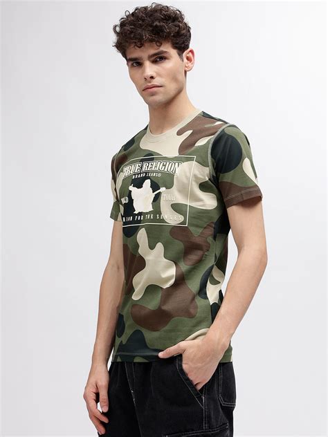 True Religion Men Green Printed Round Neck Short Sleeves Tshirt ...
