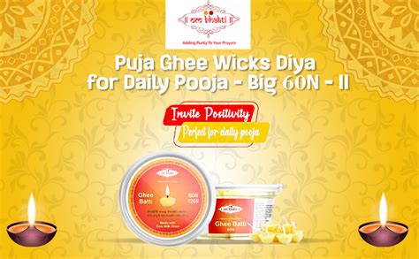 Buy II om bhakti II Pure Cow Ghee Diya/Batti/Wicks Big (100% Wax Free ...