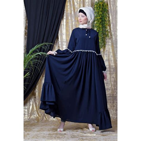 Nazneen Balloon Sleeve Pom Pom Lace Bohemian Abaya