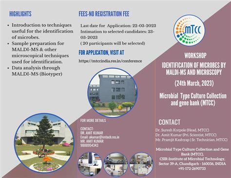 Workshop on Identification of Microbes by MALDI-MS and Microscopy