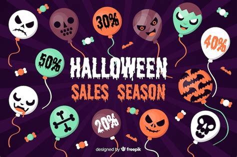 Flat halloween sale background with balloons | Free Vector