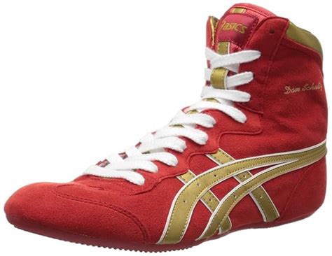 ASICS Men's Dave Schultz Classic Wrestling Shoe,Red/Gold/White,9.5 M US ...