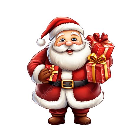 Cartoon Santa Claus With Gifts, Santa Clipart, Cartoon Clipart, 3d PNG ...