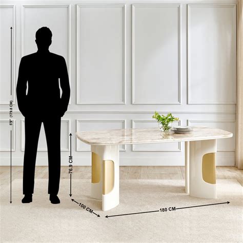 Buy Alchemy Faux Marble Top 6-Seater Dining Table - Cream from Home ...