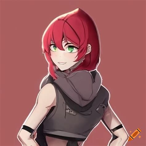 Pyrrha nikos from rwby in a hoodie
