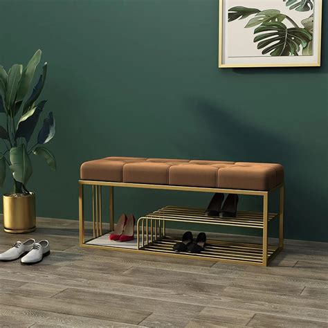 Dence Store Bench with Storage Medium Size bench and Velvet Upholstery ...