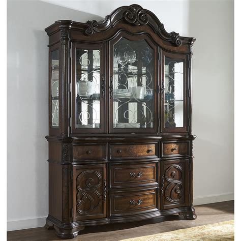 Steve Silver Royale China Cabinet with Etched Glass Scrollwork and ...