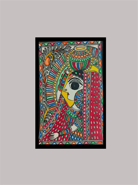 Madhubani Portrait Painting | Woman with Kalasha Art & Indian Folk ...