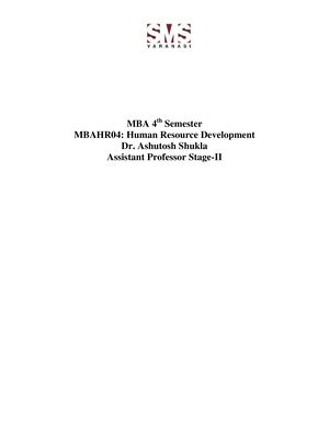 Framework for HRD Process - MBA 4 th Semester MBAHR04: Human Resource ...