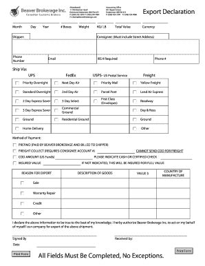 Fillable Online Export Form Fax Email Print - pdfFiller