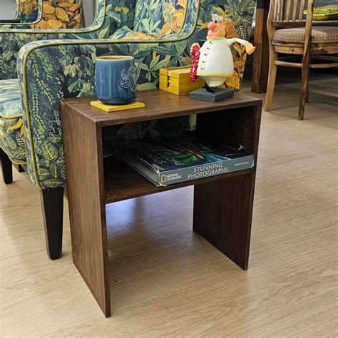 BARISH - Side Table Two Position | Wooden Side Table Book Rack Shelf ...