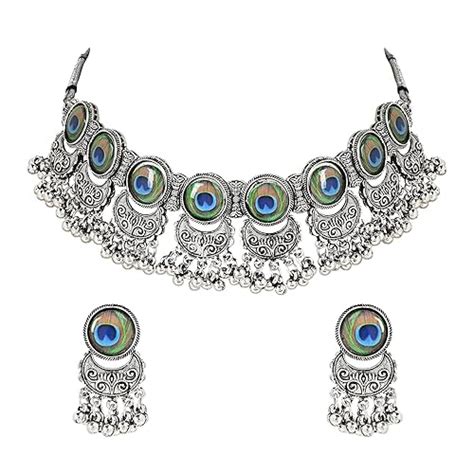 Buy I Jewels Navratri Ethnic Silver Oxidized Traditional Choker ...