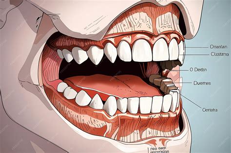 This is Detailed Medical Illustration of Human Oral Anatomy Showcasing Teeth Gums and ...