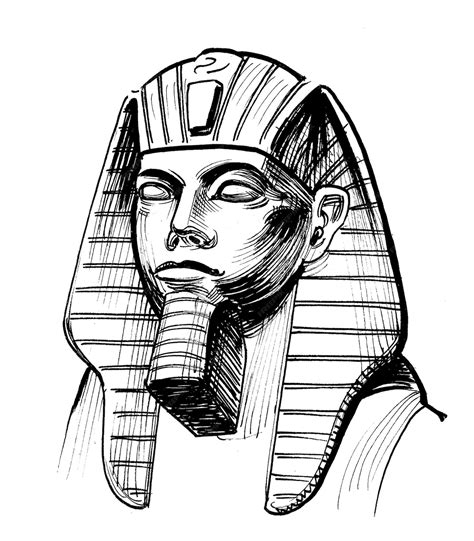 Premium Photo | Egyptian pharaoh ink black and white drawing