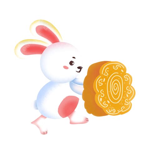 Jade Rabbit White Transparent, Jade Rabbit Eating Moon Cake, Mid Autumn Festival, Rabbit ...