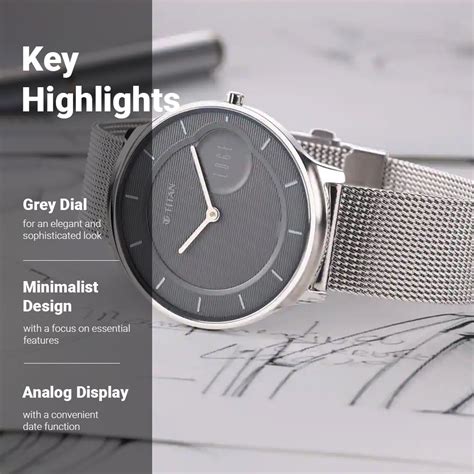 Buy Online Titan Edge Minimals Quartz Analog Grey Dial Silver Stainless ...