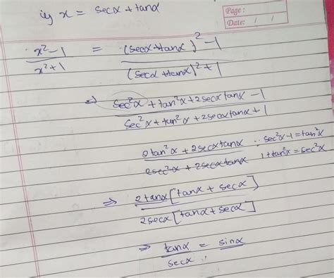 If sec alpha + tan Alpha equal to X prove that sin alpha equal to x ...