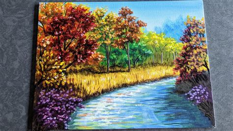 Autumn landscape painting tutorial for beginners, the full tutorial ...