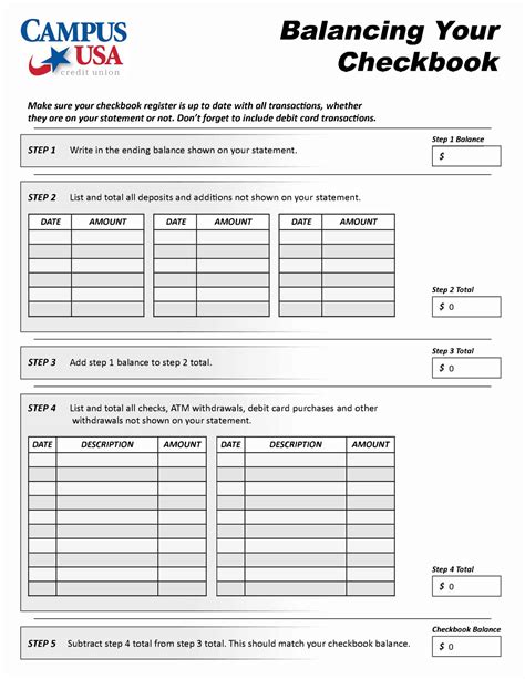Free Checkbook Calendar Form Printable