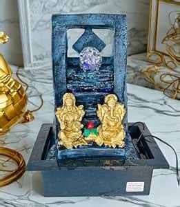 Fabulous Laxmi and Ganesh Resin Tabletop Water Fountain with LED Lights ...
