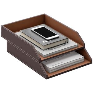 Letter Tray 2 Tier Filing Leather Trays Holder Office Desktop Document ...
