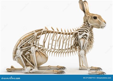 Rabbit Skeleton on White Background, 3d Rendering Stock Illustration ...