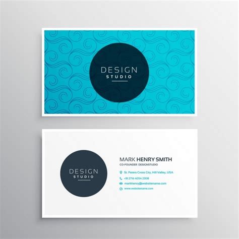 Light blue business card in ornamental style | Free Vector